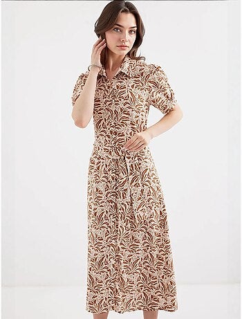 Vestido camisero midi con estampado de cebra y cinturón bdart