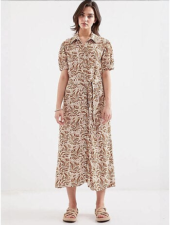 Vestido camisero midi con estampado de cebra y cinturón bdart