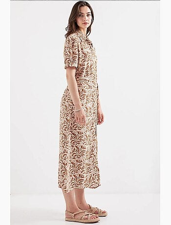 Vestido camisero midi con estampado de cebra y cinturón bdart