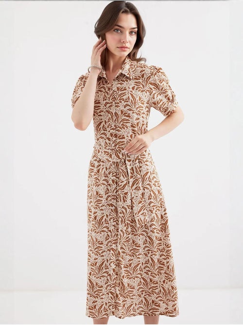 Vestido camisero midi con estampado de cebra y cinturón bdart - Kiabi