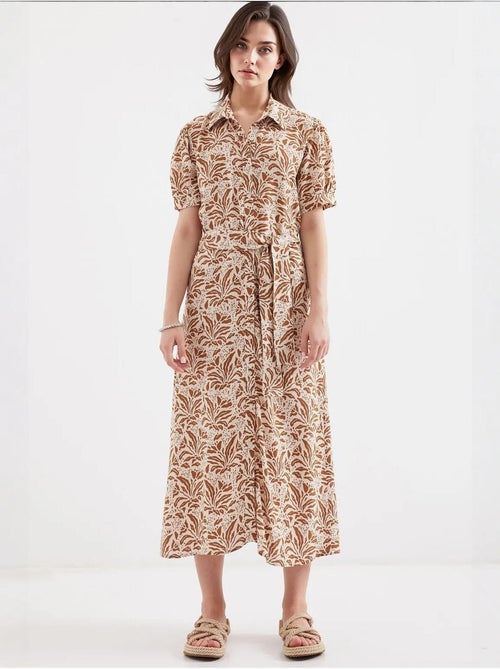Vestido camisero midi con estampado de cebra y cinturón bdart - Kiabi