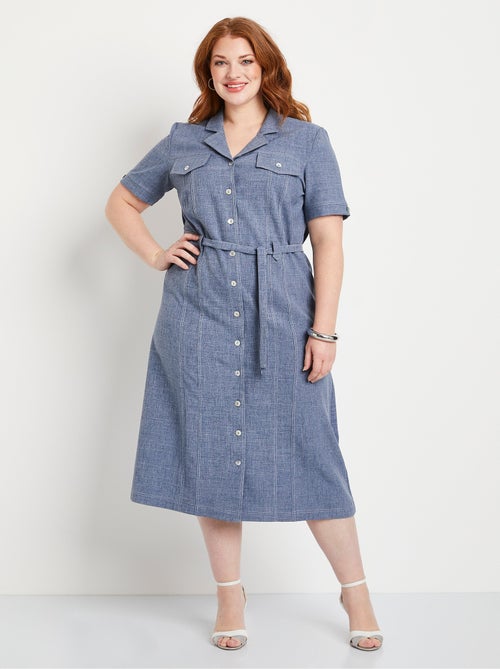 Vestido camisero midi de corte recto - Afibel - Kiabi