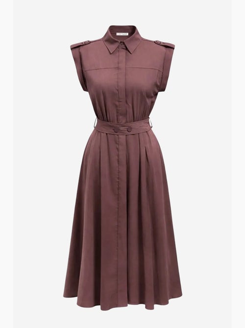 Vestido camisero midi de línea a texturizado con cinturón mixray - Kiabi