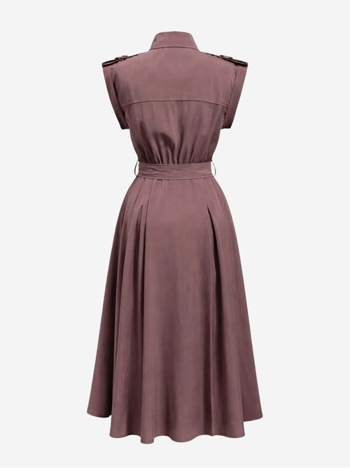 Vestido camisero midi de línea a texturizado con cinturón mixray - Kiabi