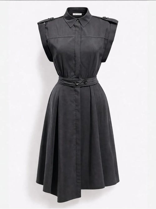 Vestido camisero midi de línea a texturizado con cinturón mixray - Kiabi