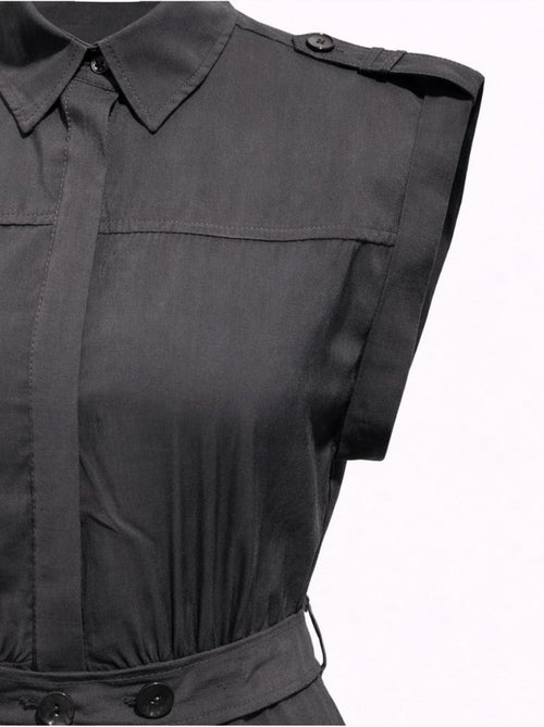 Vestido camisero midi de línea a texturizado con cinturón mixray - Kiabi