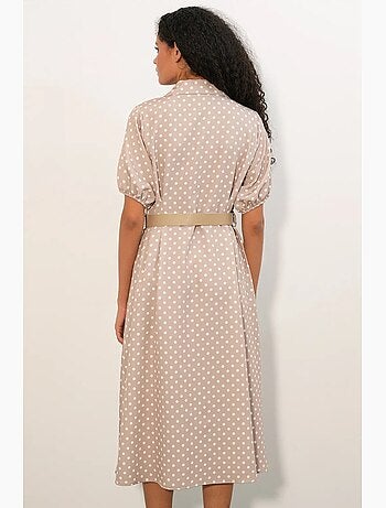 Vestido camisero midi de lunares con cinturón bdart
