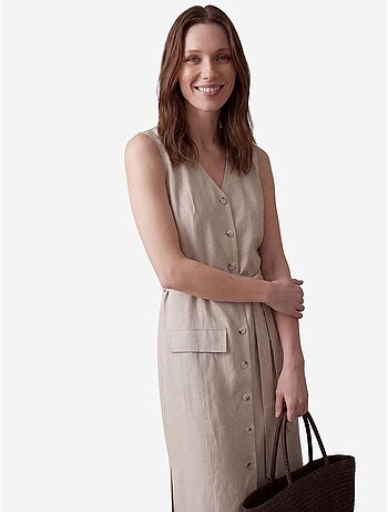 Vestido camisero midi de mujer de popelín de algodón my fashion