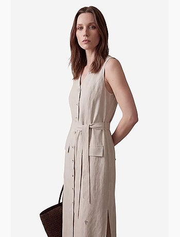 Vestido camisero midi de mujer de popelín de algodón my fashion