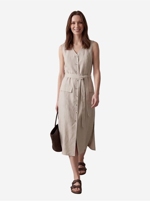 Vestido camisero midi de mujer de popelín de algodón my fashion - Kiabi