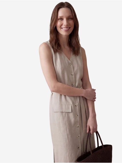 Vestido camisero midi de mujer de popelín de algodón my fashion - Kiabi