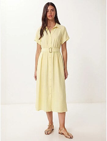 Vestido camisero midi de popelina con cinturón istanbul