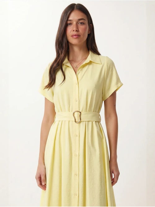 Vestido camisero midi de popelina con cinturón istanbul - Kiabi Vestido camisero midi de popelina con cinturón istanbul - Kiabi