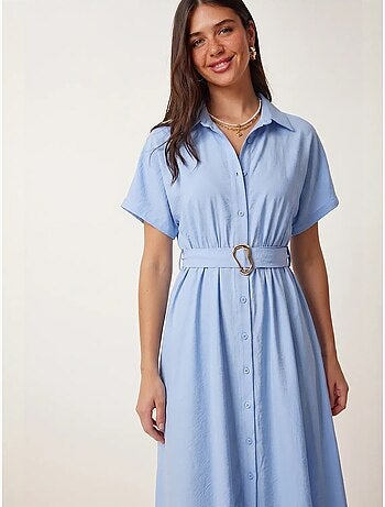 Vestido camisero midi de popelina con cinturón istanbul