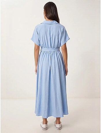 Vestido camisero midi de popelina con cinturón istanbul