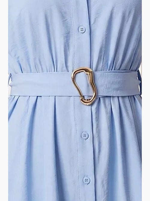 Vestido camisero midi de popelina con cinturón istanbul - Kiabi
