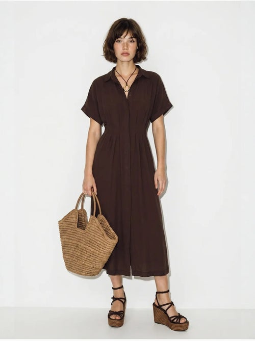 Vestido camisero midi entallado lucci - Kiabi Vestido camisero midi entallado lucci - Kiabi