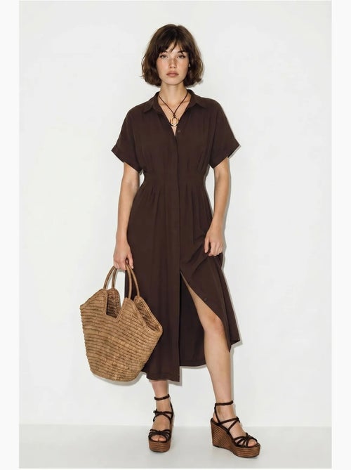 Vestido camisero midi entallado lucci - Kiabi Vestido camisero midi entallado lucci - Kiabi