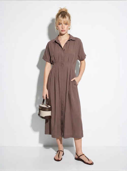 Vestido camisero midi entallado lucci - Kiabi Vestido camisero midi entallado lucci - Kiabi