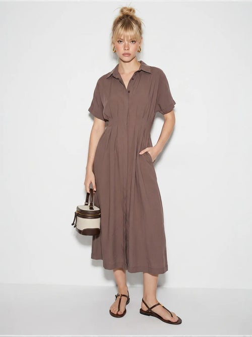 Vestido camisero midi entallado lucci - Kiabi Vestido camisero midi entallado lucci - Kiabi
