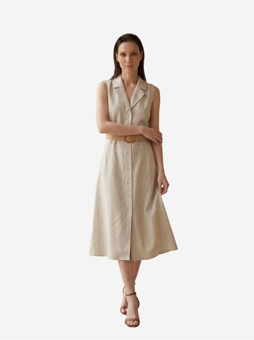 Vestido camisero midi sin mangas my fashion - Kiabi Vestido camisero midi sin mangas my fashion - Kiabi