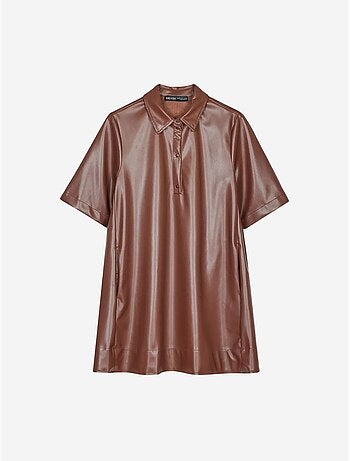Vestido camisero mini de polipiel de corte holgado dilvin