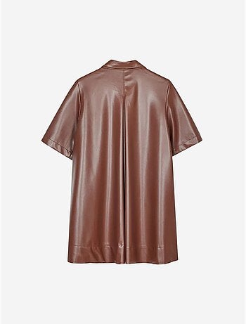 Vestido camisero mini de polipiel de corte holgado dilvin