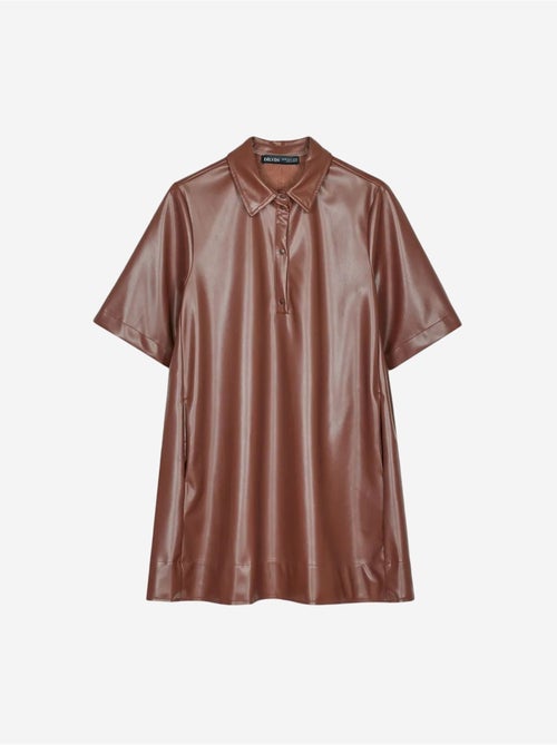 Vestido camisero mini de polipiel de corte holgado dilvin - Kiabi Vestido camisero mini de polipiel de corte holgado dilvin - Kiabi