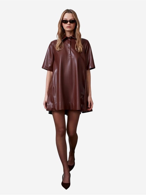 Vestido camisero mini de polipiel de corte holgado dilvin - Kiabi Vestido camisero mini de polipiel de corte holgado dilvin - Kiabi