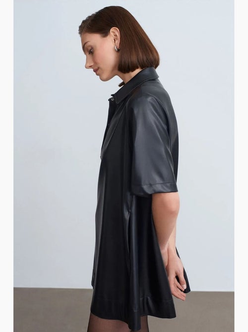Vestido camisero mini de polipiel de corte holgado dilvin - Kiabi Vestido camisero mini de polipiel de corte holgado dilvin - Kiabi