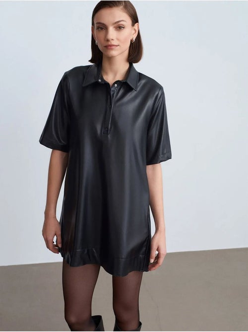 Vestido camisero mini de polipiel de corte holgado dilvin - Kiabi Vestido camisero mini de polipiel de corte holgado dilvin - Kiabi