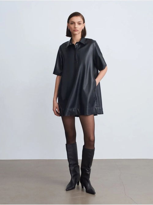 Vestido camisero mini de polipiel de corte holgado dilvin - Kiabi Vestido camisero mini de polipiel de corte holgado dilvin - Kiabi