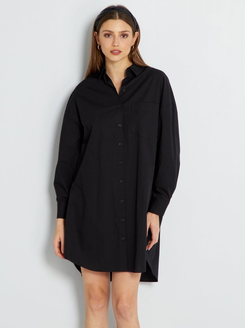 Vestido camisero Negro - Kiabi