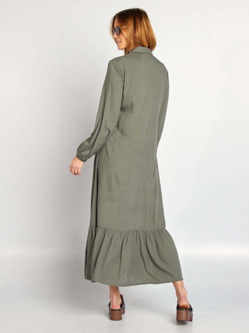 Vestido camisero premamá VERDE - Kiabi