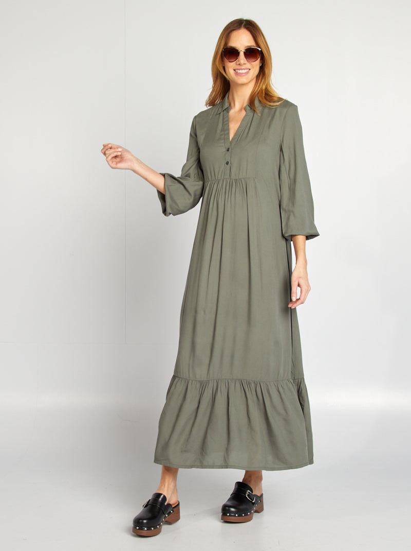 Vestido camisero premamá VERDE - Kiabi
