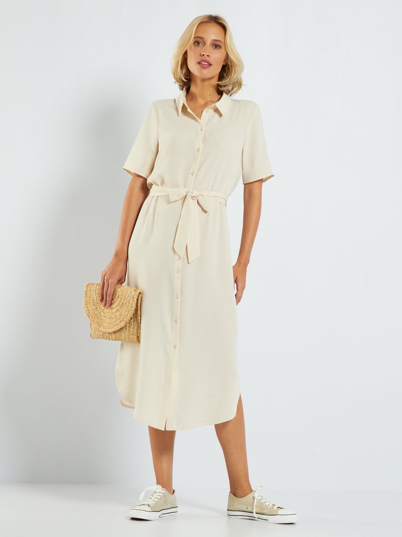 Vestido camisero vaporoso 'JDY' BEIGE - Kiabi