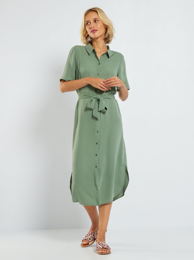 Vestido camisero vaporoso 'JDY' KAKI - Kiabi