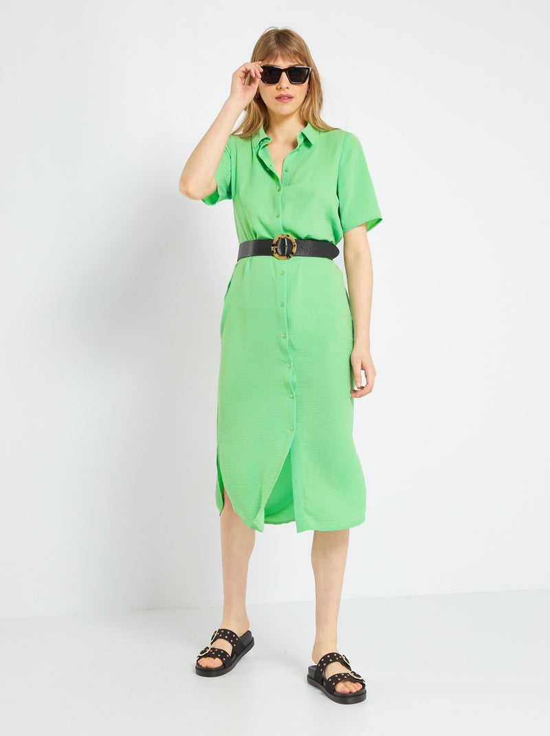 Vestido camisero vaporoso 'JDY' VERDE - Kiabi