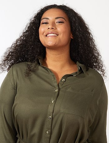 Tallas grandes mujer - Vestido camisero vaporoso - Kiabi