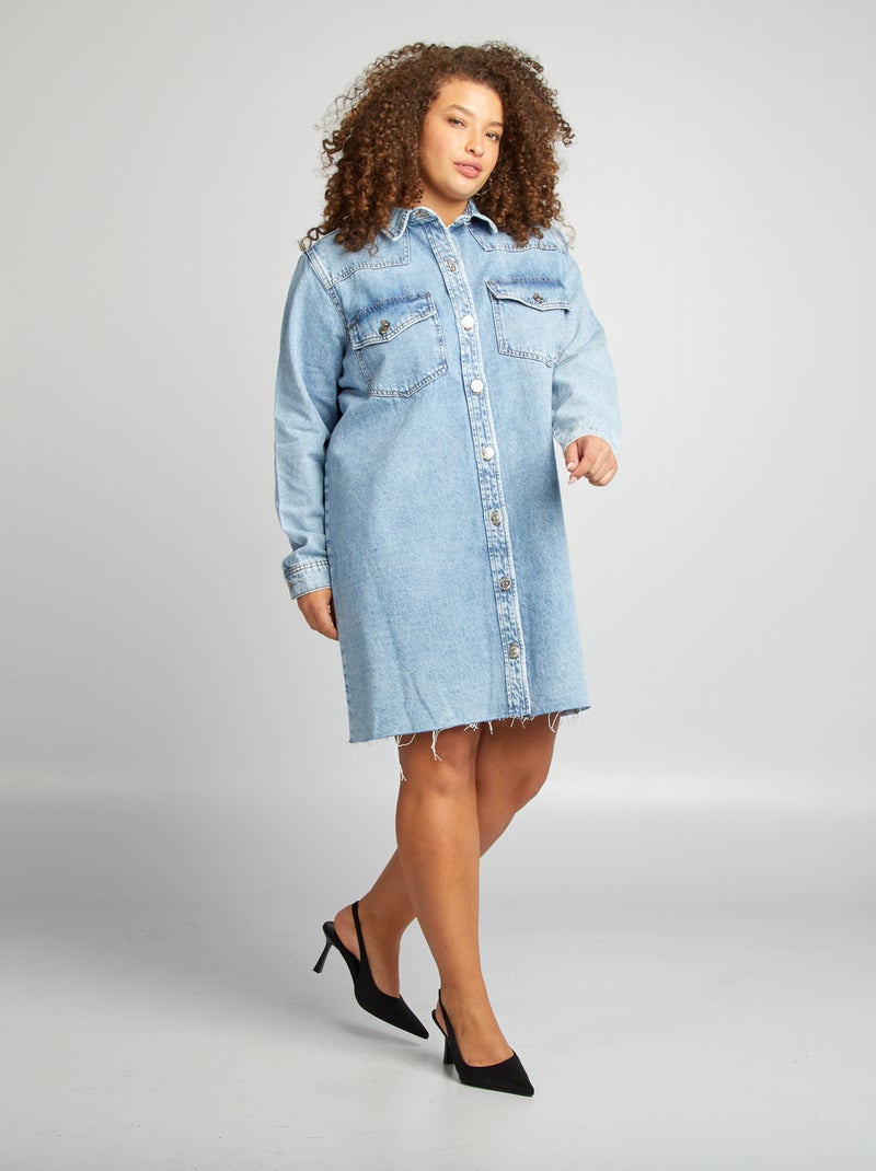 Vestido camisero vaquero AZUL - Kiabi