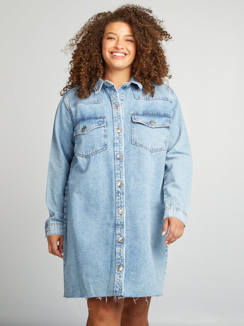 Vestido camisero vaquero AZUL - Kiabi