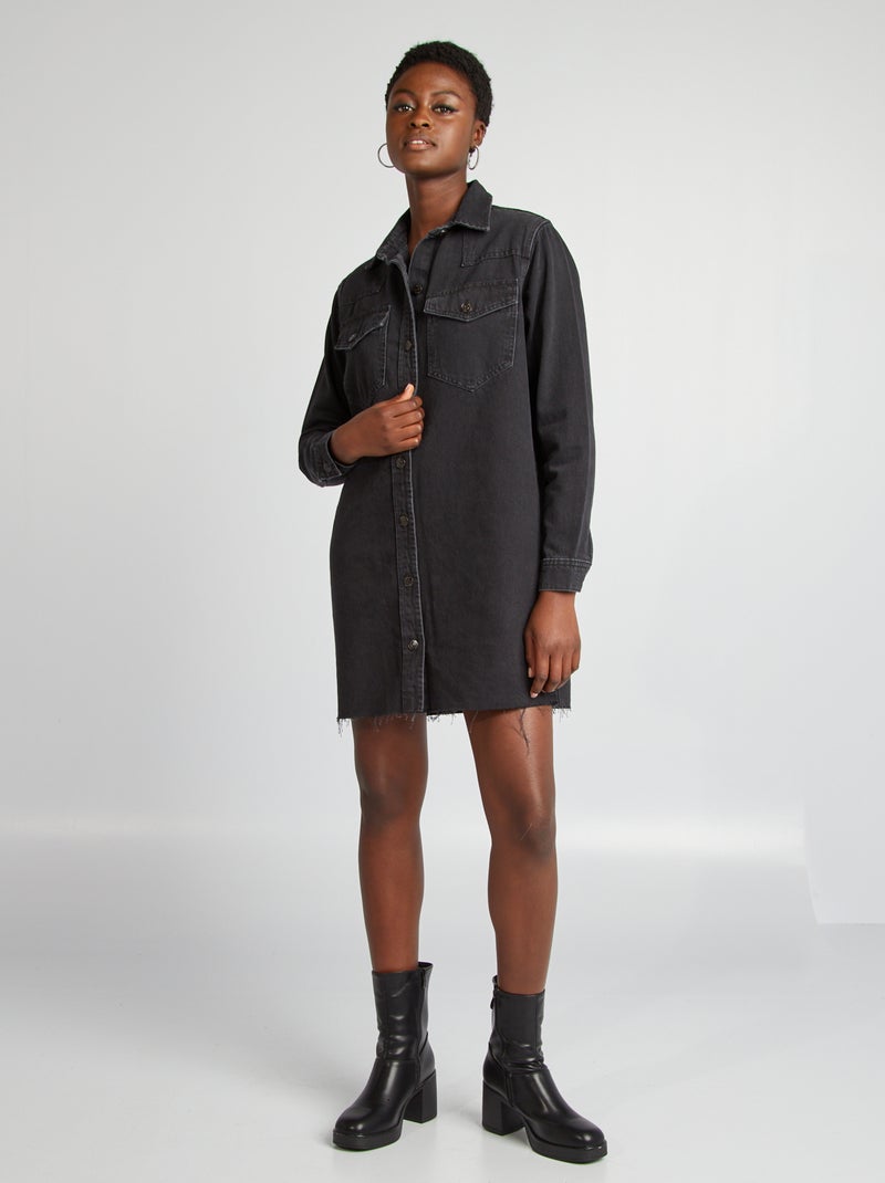Vestido camisero vaquero GRIS - Kiabi