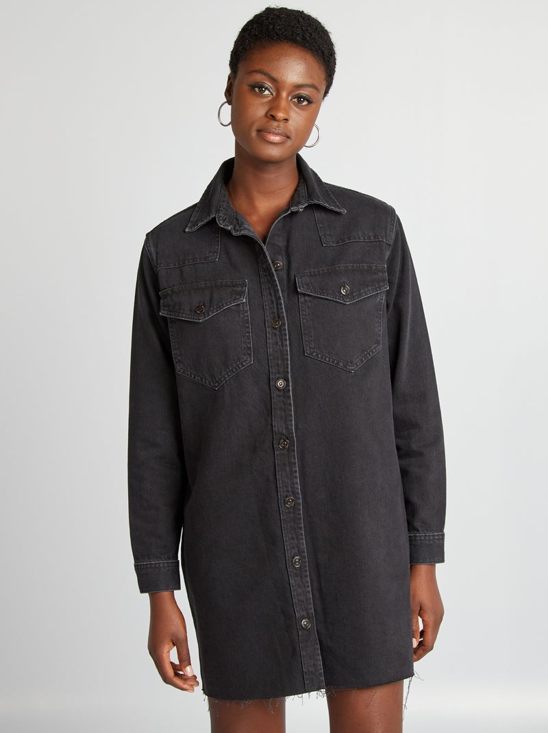 Vestido camisero vaquero GRIS - Kiabi