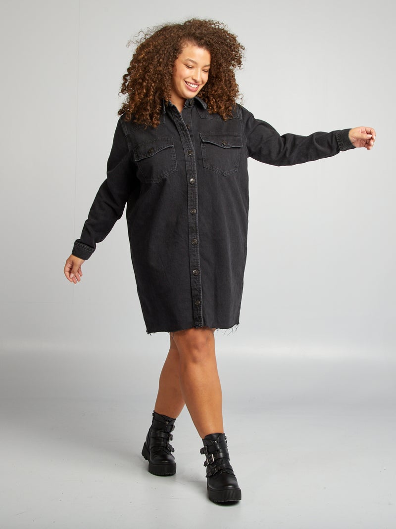 Vestido camisero vaquero GRIS - Kiabi