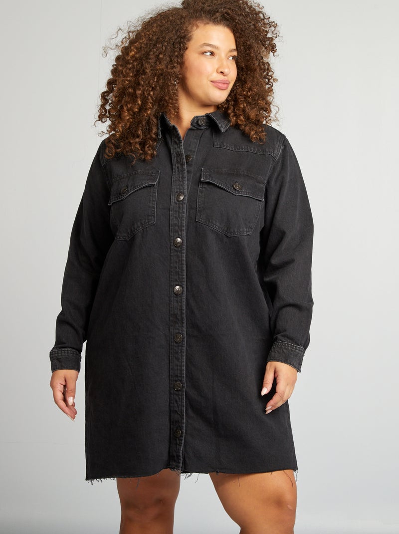 Vestido camisero vaquero GRIS - Kiabi