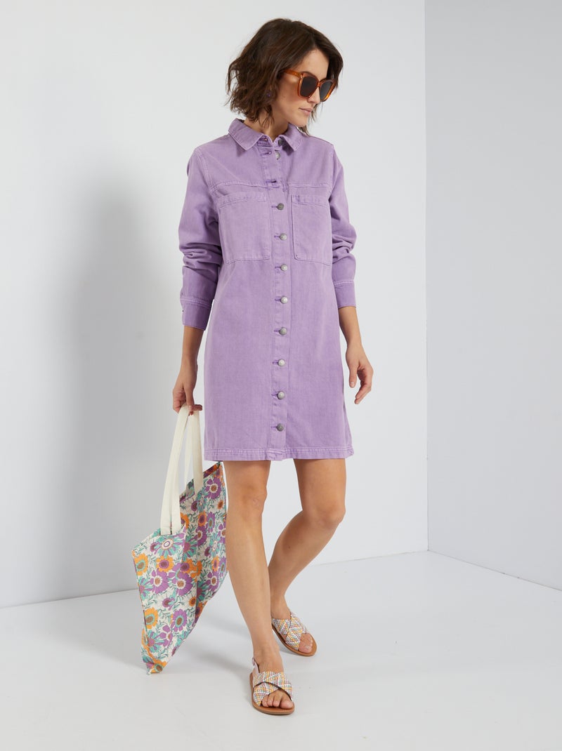 Vestido camisero vaquero Morado - Kiabi