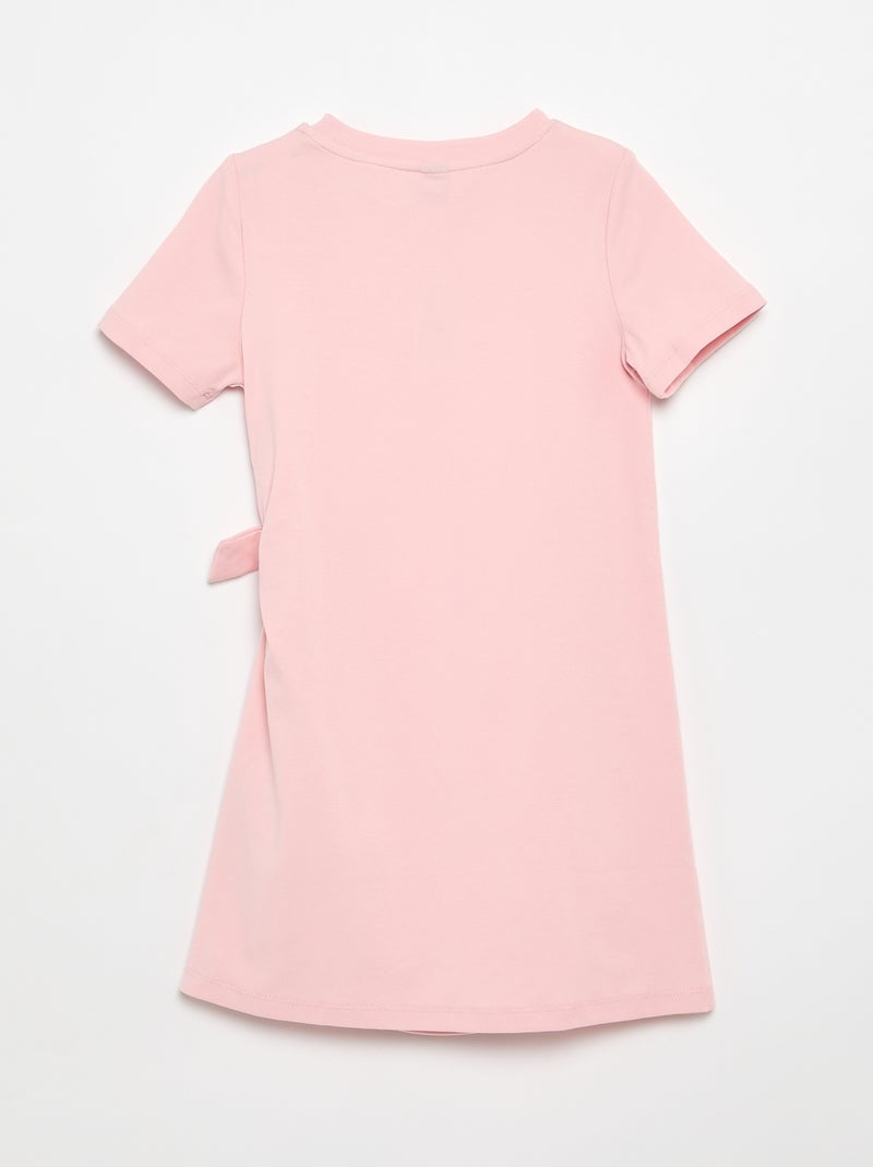 Vestido camiseta con nudo lateral Rosa - Kiabi