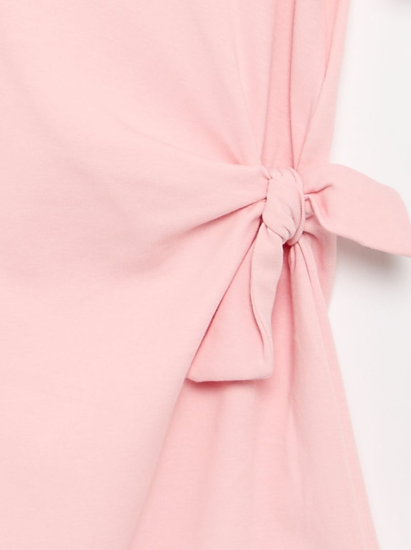 Vestido camiseta con nudo lateral Rosa - Kiabi