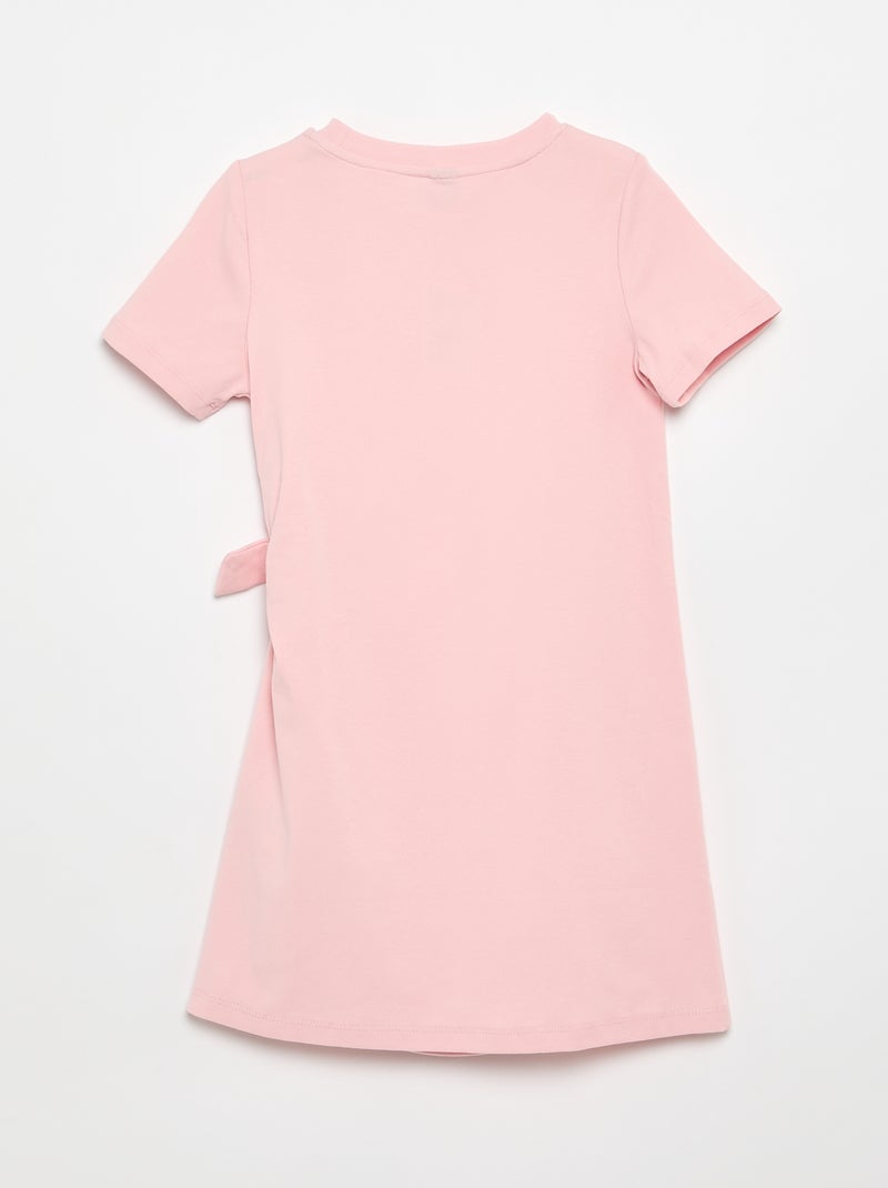Vestido camiseta con nudo lateral Rosa - Kiabi