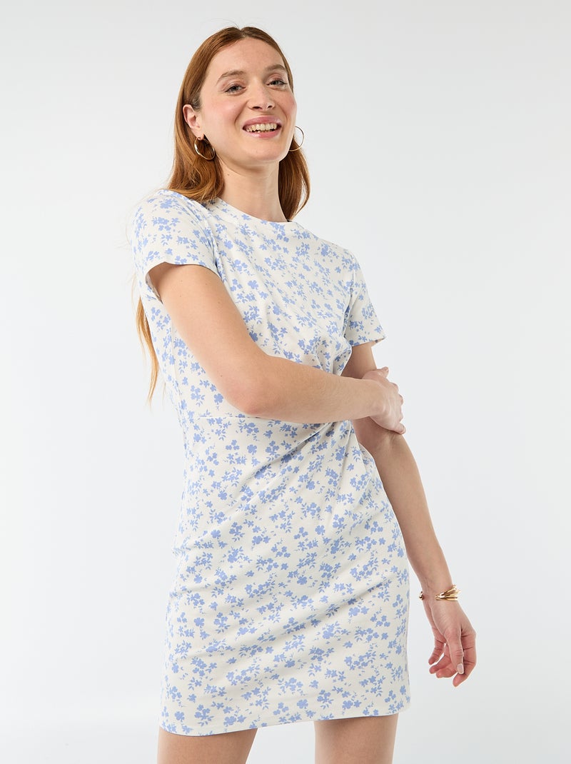 Vestido camiseta corto con nudo decorativo Beige - Kiabi